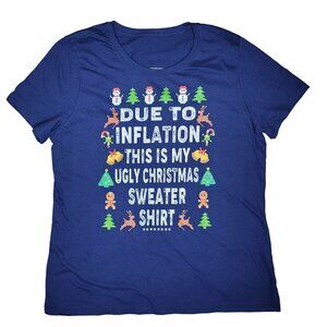 Funny Christmas T-Shirt Due To Inflation This Is My Ugly Christmas Sweater L